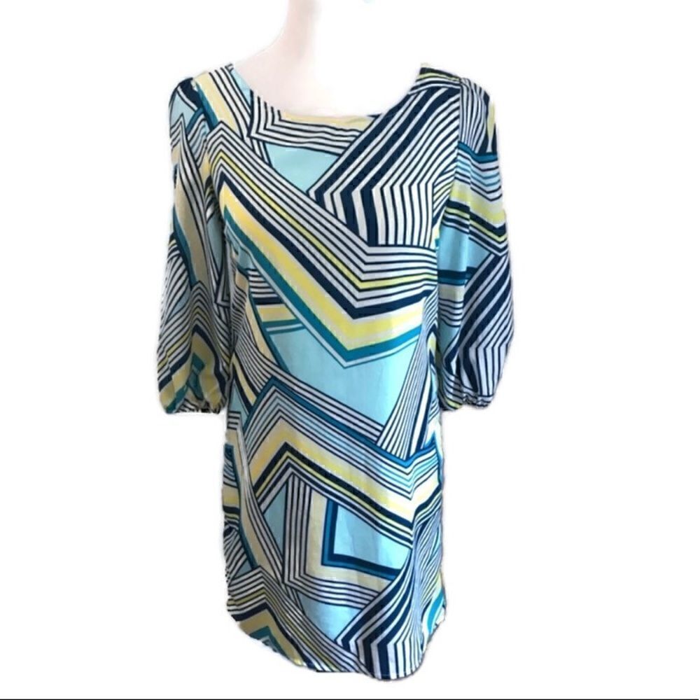 New! Pink Owl Striped Design Shift Dress Sz S